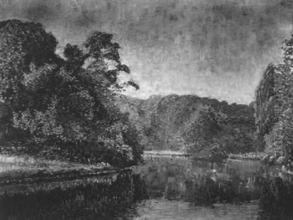 Summer River Landscape Oil Painting by Theophile Emile Achille De Bock