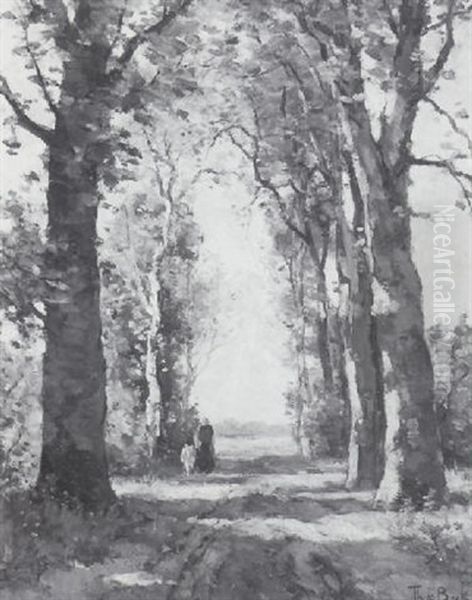 Bospad Met Boerin Oil Painting by Theophile Emile Achille De Bock