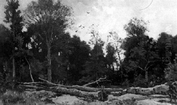 A Forest Clearing Oil Painting by Theophile Emile Achille De Bock