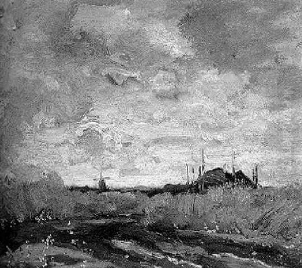 Waving Corn Oil Painting by Theophile Emile Achille De Bock