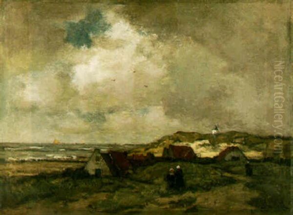 A Village Near The Sea Oil Painting by Theophile Emile Achille De Bock