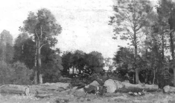 Bosarbeiders Aan Het Werk Oil Painting by Theophile Emile Achille De Bock