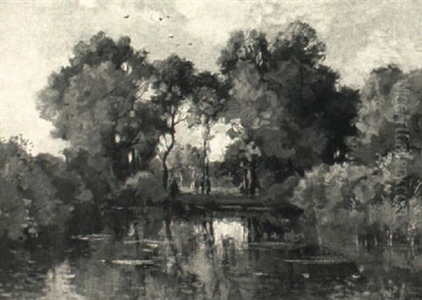 Autumn Reflections Oil Painting by Theophile Emile Achille De Bock