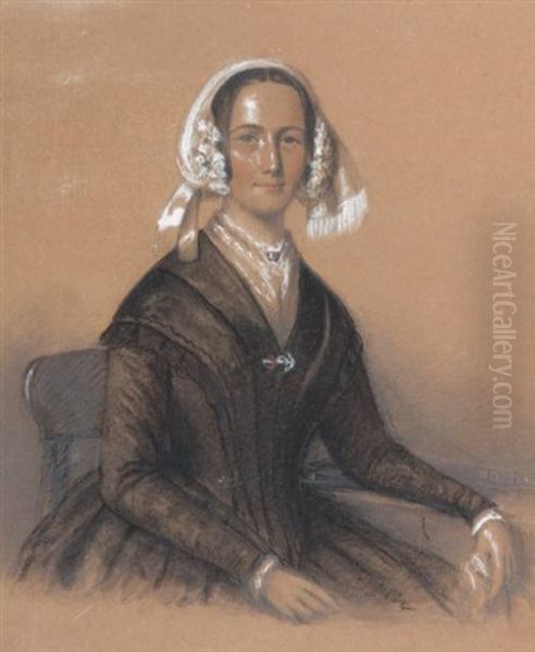 Portrait Of A Young Lady Three Quarter Length Oil Painting by Thomas Bock