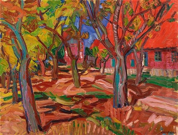 Westfalisches Dorf Imsommer Oil Painting by Peter August Boeckstiegel