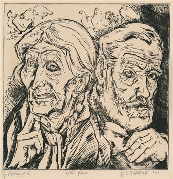 Meine Eltern Oil Painting by Peter August Boeckstiegel