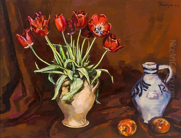 Blumenstilleben Oil Painting by Peter August Boeckstiegel