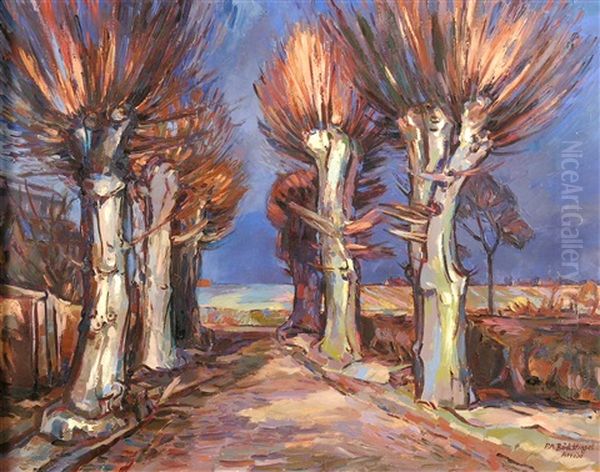 Weidenallee Nach Arrode Oil Painting by Peter August Boeckstiegel
