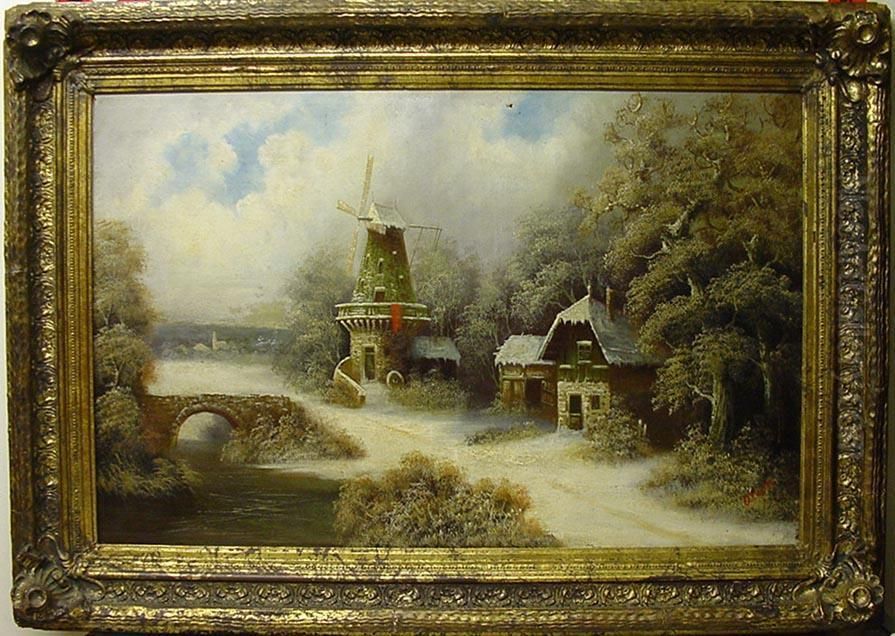 Windmuhle In Verschneiter Landschaft Oil Painting by Giovanni Alberti