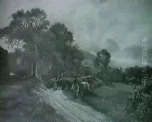 A Wayside Chat Oil Painting by Edwin Henry Boddington