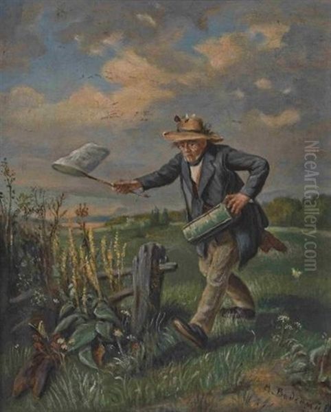 Der Schmetterlingsfanger Oil Painting by Alphons Bodenmueller