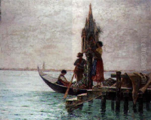 On The Laguna Oil Painting by Julius Bodenstein