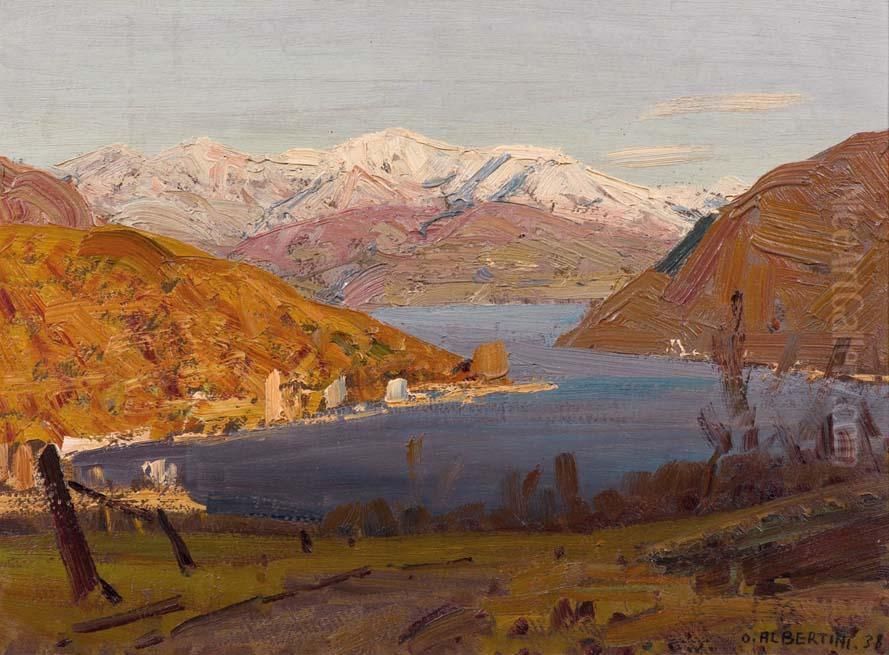 Torre Del Mangano - Besano Veduta Di Laveno Oil Painting by Oreste Albertini