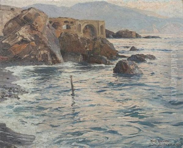 Ruine Franchetti Bei S. Margherita - Ligure Oil Painting by Karl Theodor Boehme