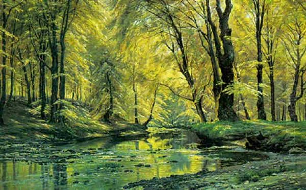 Forarsdag I Skoven Oil Painting by Johannes Boesen