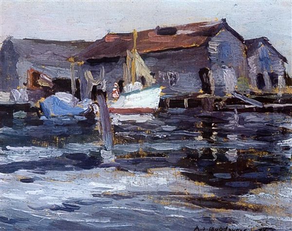 At The Wharf Oil Painting by Abraham Jacob Bogdanove