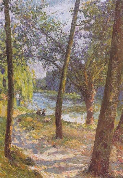 Les Bords De L'oise A Auvers Oil Painting by Emilio Boggio