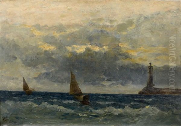Ciel Gris Sur Le Phare Oil Painting by Frank Myers Boggs