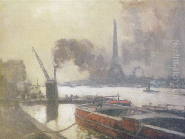 Les Quais Et La Tour Eiffel Oil Painting by Frank Myers Boggs