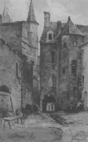 French Street Scene Oil Painting by Frank Myers Boggs