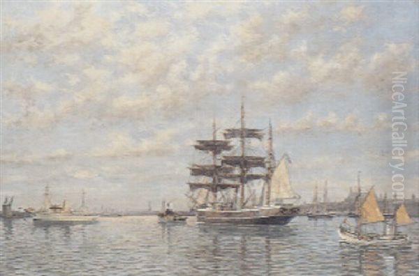 Det Danske Og Det Svenske Kongeskib I Kobenhavns Havn Oil Painting by Christian Bogo