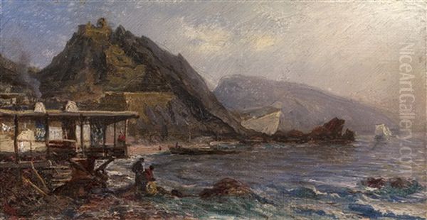 Coastal Scene Oil Painting by Alexei Petrovitch Bogoliubov