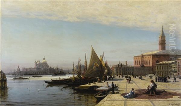 View Of Venice With Santa Maria Della Salute In The Background Oil Painting by Alexei Petrovitch Bogoliubov