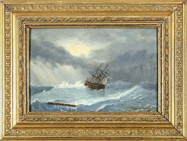 Stormy Sea Oil Painting by Aleksei Petrovich Bogolyubov