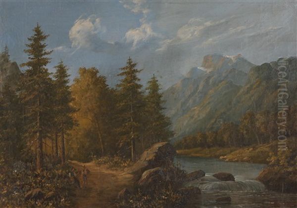 2 Bilder Flusslandschaften Oil Painting by Edouard Boehm