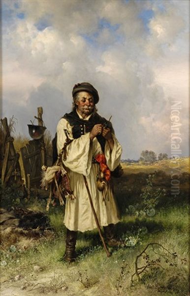 Ungarischer Schafer Oil Painting by Pal (Paul) Boehm