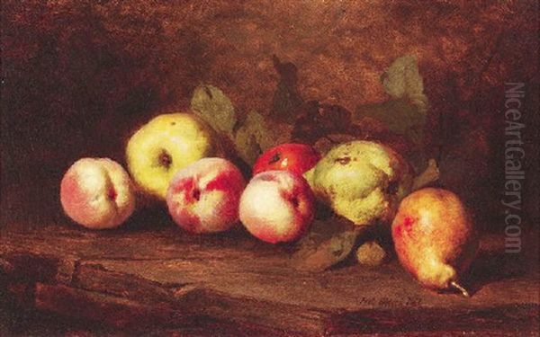 Stilleben Mit Einem Stuck Kurbis, Apfeln Und Pflaumen Oil Painting by Pal (Paul) Boehm