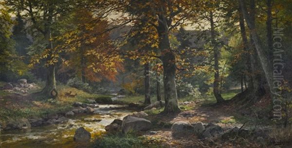 Sous-bois Oil Painting by Heinrich Boehmer