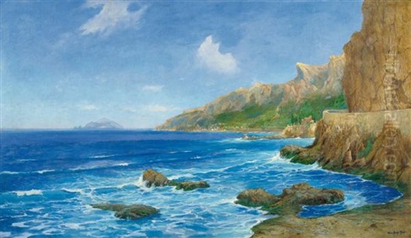 Blick Auf Die Amalfikuste Zwischen Salerno Und Positano Oil Painting by Hans Bohrdt