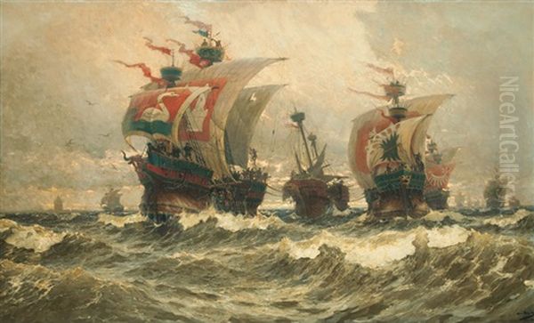 Heimkehr Der Hamburger Flotte Nach Dem Sieg Uber Die Vitalienbruder Oil Painting by Hans Bohrdt