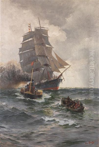 Treffen Vor Der Norwegischen Kuste Oil Painting by Hans Bohrdt