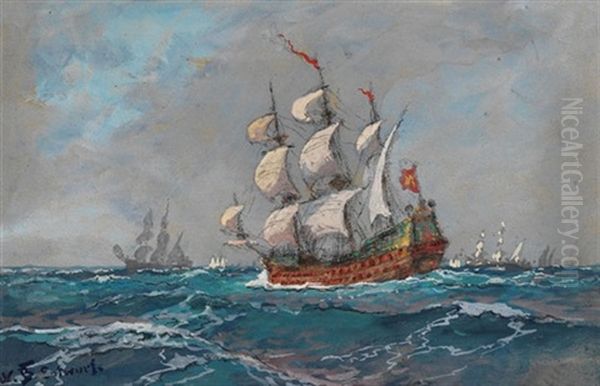 Hamburger Fregatte Unter Segeln Oil Painting by Hans Bohrdt