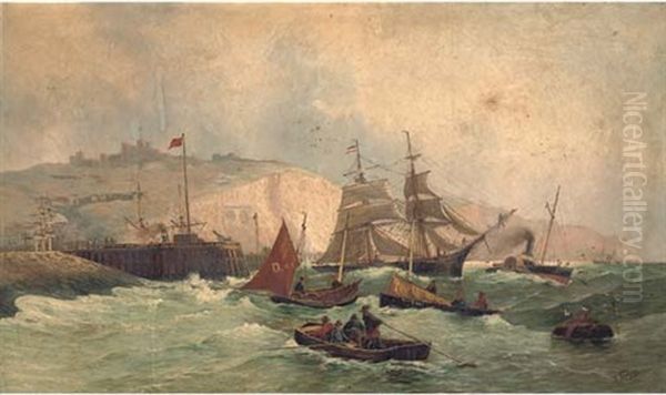 Congestion At The Harbour Mouth At Dover Oil Painting by Hans Bohrdt