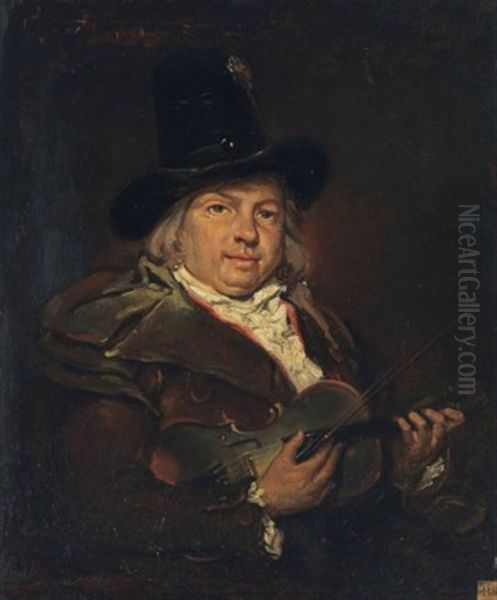 A Musician Playing A Violin Oil Painting by Jules Boilly