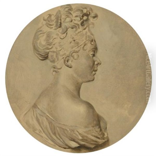 Portrait Of Madame Juliette Recamier (after Joseph Chinard) Oil Painting by Jules Boilly