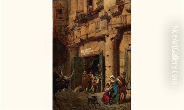 Via De Sugherari, 30, A Rome Oil Painting by Jules Boilly
