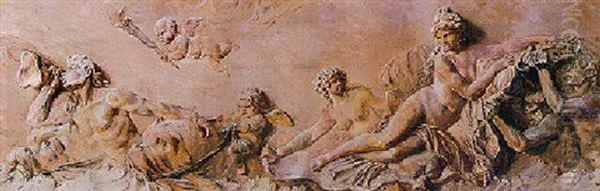 Galatea (or Amphitrite) Drawn By Tritons And Dolphins Oil Painting by Jules Boilly