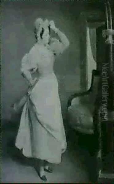 Servante S'admirant Dans Un Psyche Oil Painting by Jules Boilly