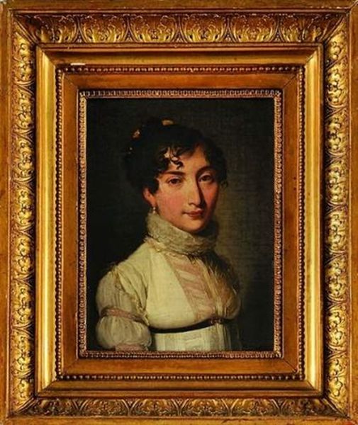 Portrait En Buste D'une Dame De Qualite A La Chemise Blanche Oil Painting by Louis Leopold Boilly