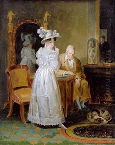 Pst! Er Schlaft! Oil Painting by Louis Leopold Boilly