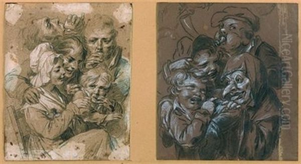 Allegorie De La Boisson (+ Enfants Jouant; 2 Works) Oil Painting by Louis Leopold Boilly