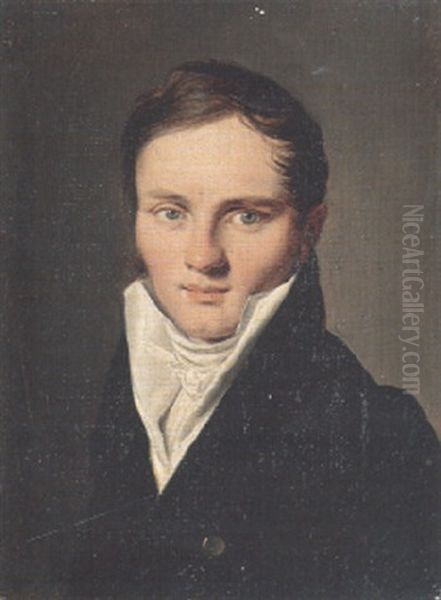 Portrait Of A Gentleman, Small Bust-length, In A Black Coat Oil Painting by Louis Leopold Boilly