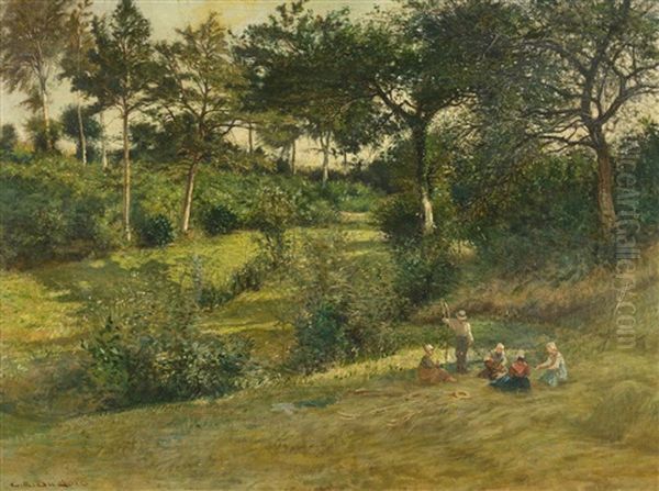 Rastende Bauern Bei Der Heuernte Oil Painting by Charles Edouard du Bois