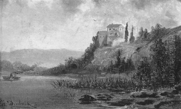 Ruine Aarenstein Am Rhein/ Bayern Oil Painting by Charles Edouard du Bois