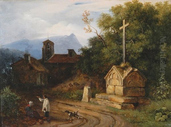 Rast Am Wegkreuz Oil Painting by Antoine-Felix Boisselier