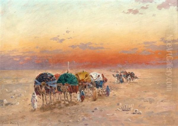 Caravane Dans Le Desert Oil Painting by Emile Boivin